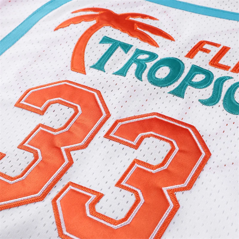 Filme Flint Tropics basquete Jersey para homens, roupas Hip Hop para festa, camisa cosplay, lua, preto, café, preto, 7 Monix, 11, 90s