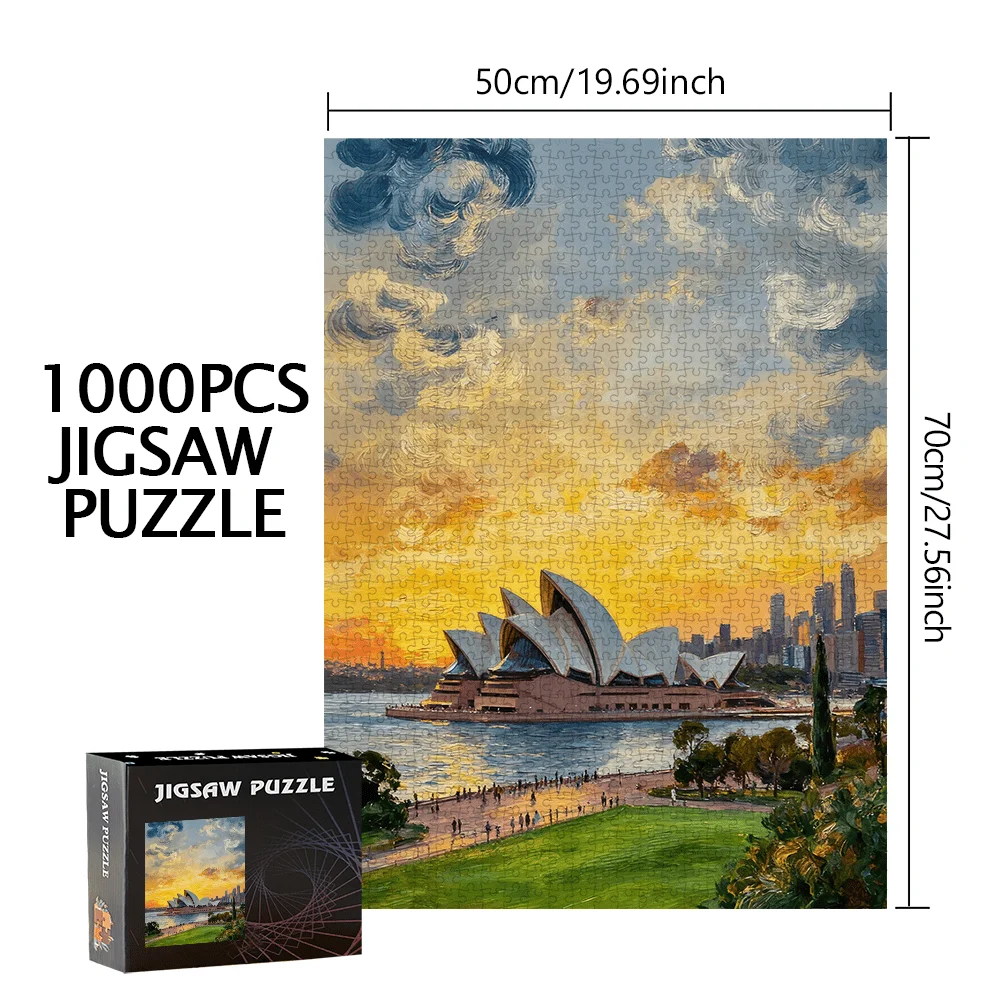 500pcs/1000pcs Sydney Opera House & Sydney Skyline Jigsaw Puzzle - Challenging Intermediate Puzzle Suitable for s &, Portable
