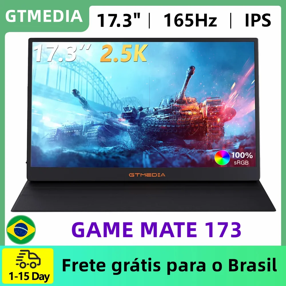 

GTMEDIA 17.3 Inch 100% sRGB Portable Monitor 2.5K QHD Second Monitor External Screen for MAC Laptop PC Android Xbox PS4/5 Switch