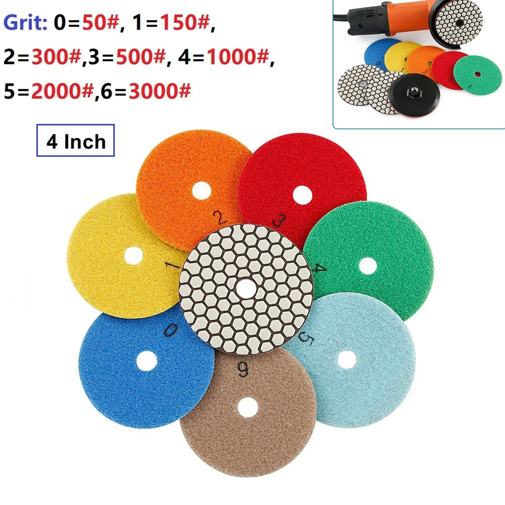 Imagem -06 - Flexible Diamond Polishing Pad Disco de Lixamento Resina Bond para Granito Pedra de Mármore Moagem Uso Abrasivo a Seco 100 mm