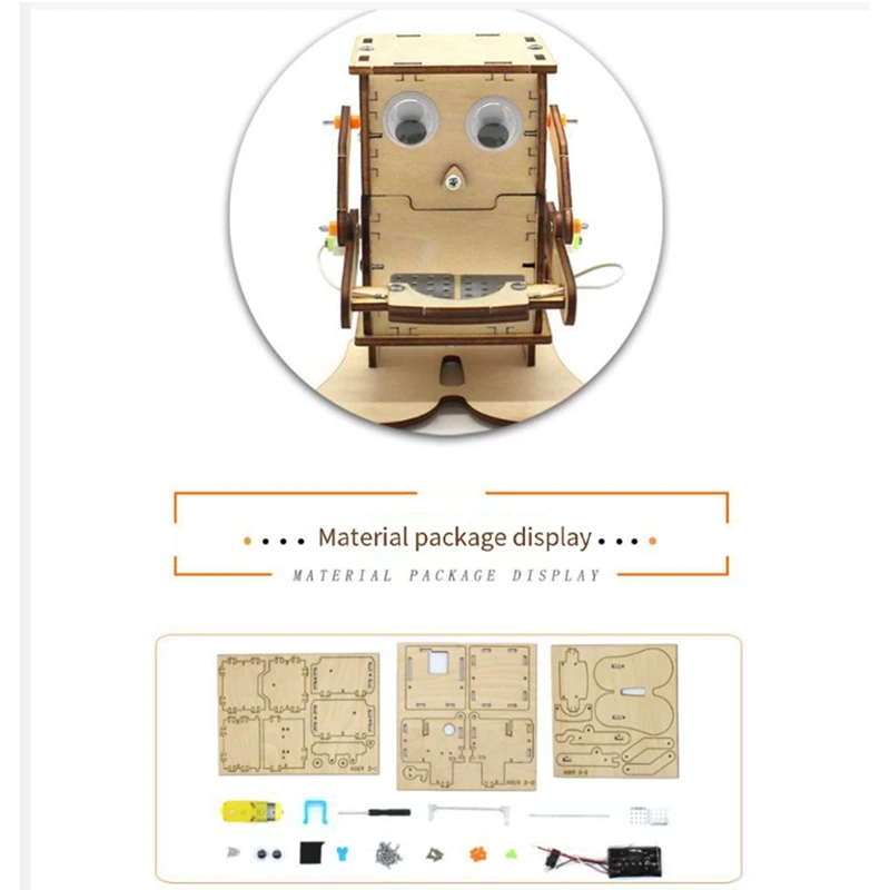 Robot Eating Coin Wood DIY Model Teaching Learning Stem Project Kit Educational Toy 1Set