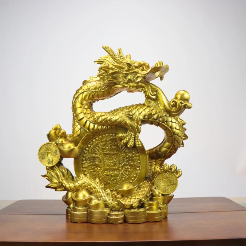 Ornament, Decorative Piece, Brass Dragon for Home or Study, Artistic Craft, Large Size