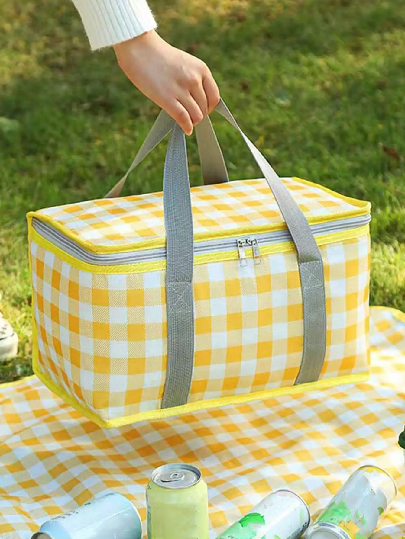 1pc Insulated Picnic Bag Cooler Beach Bag Cooler Bags Outdoor Camping Picnic Basket