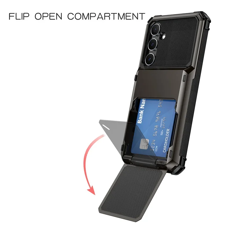 Flip Cards Solt Wallet PC Case For Samsung Galaxy S24 Ultra S23 Plus S22 S21 A15 A25 A35 A55 5G A16 A06 Armor Funda Stand Cover