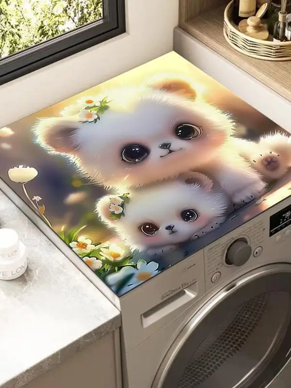 

Modern Simple Sle Universal Cover Towel for Roller Waing hine Dustproof Waterproof Fun Animal Design Frie Cover Pad