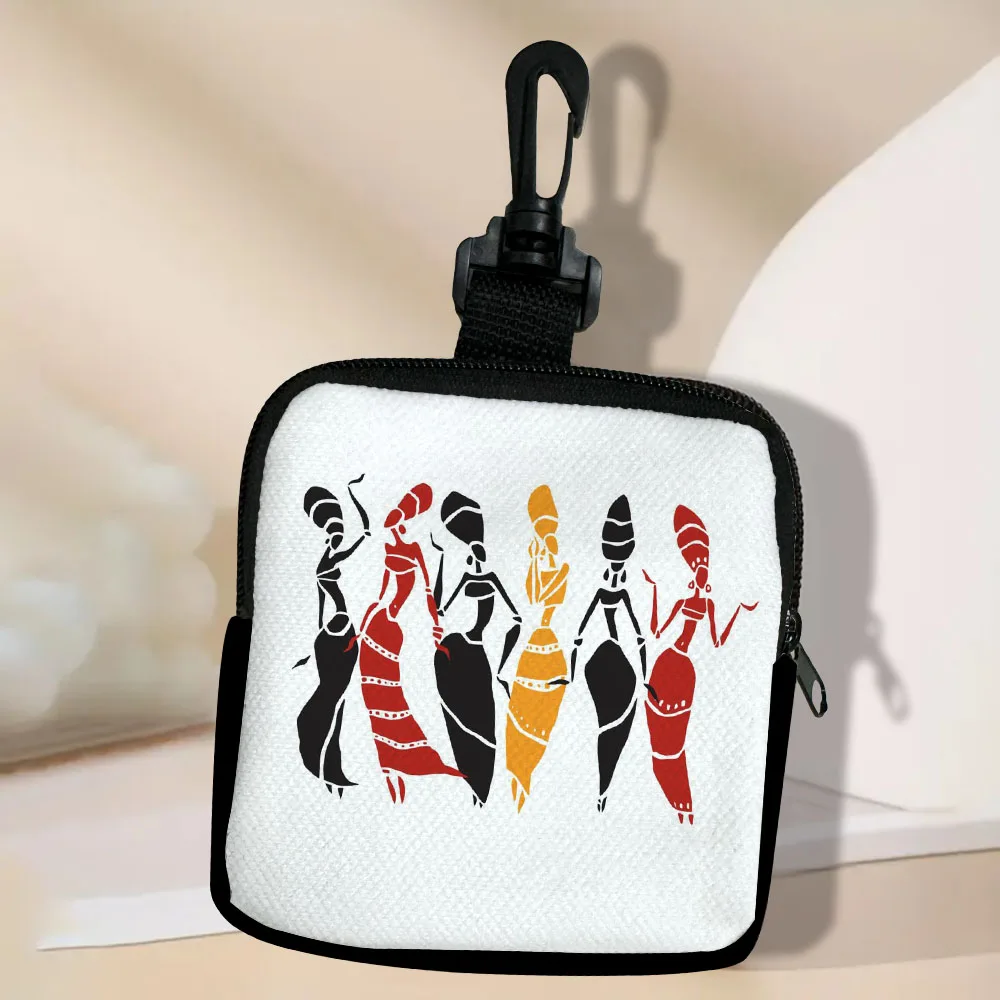

African-Dancers-Silhouette New Fashion Coin Purse Portable Mini Wallet Card Bag Practical Waistpack Storage Key Bag 5.23