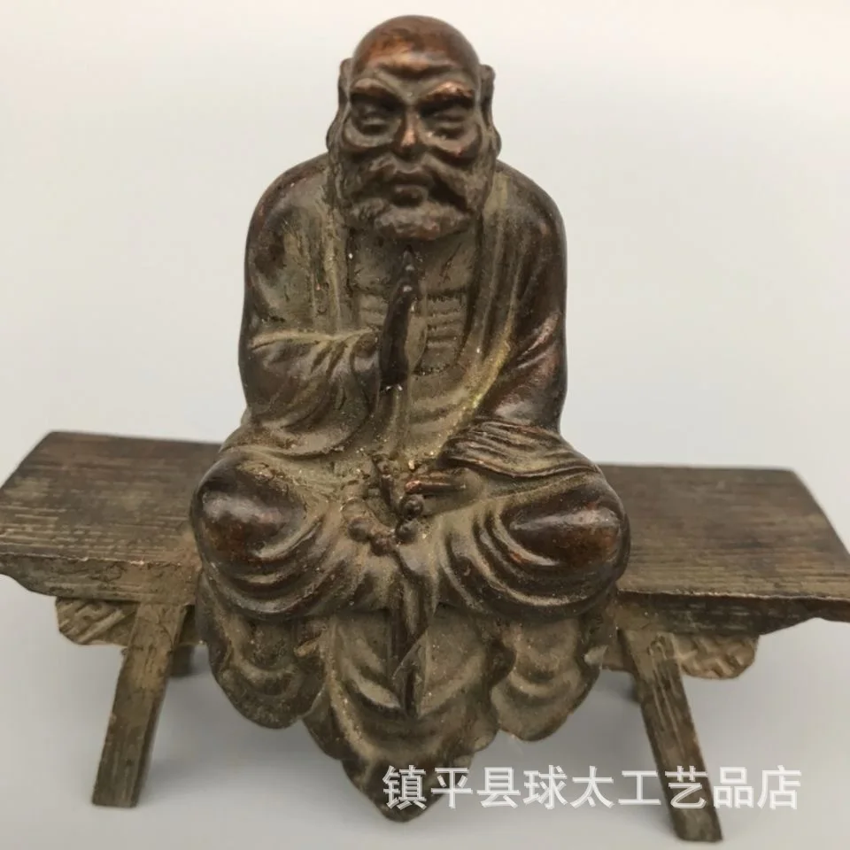 

Brass Zen Patriarch Bench Dharma Buddha Statue Ornament Old Bodhi Dharma Bronze Statue