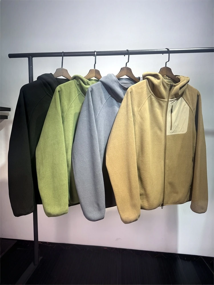 

Толстовка с капюшоном на флисовой подкладке, повседневная универсальная верхняя одежда для пар, осенне-зимняя, однотонная, из полиэстера и спандекса