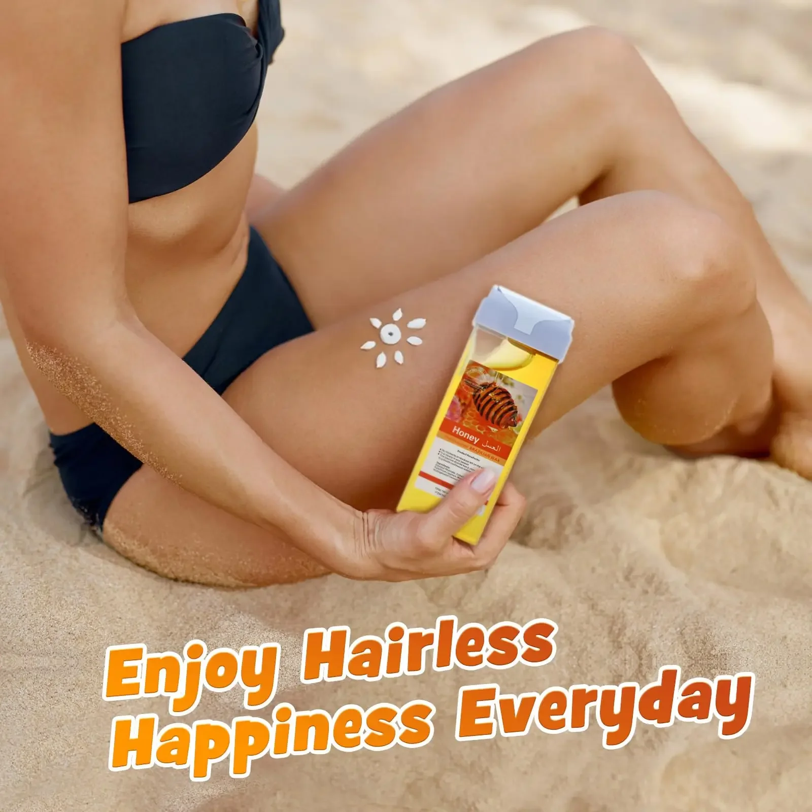 Набор для заправки воскового валика для удаления волос с медом - рулонный картридж с воском для депиляции, подогреватель меда для легкой эпиляции, удаления волос