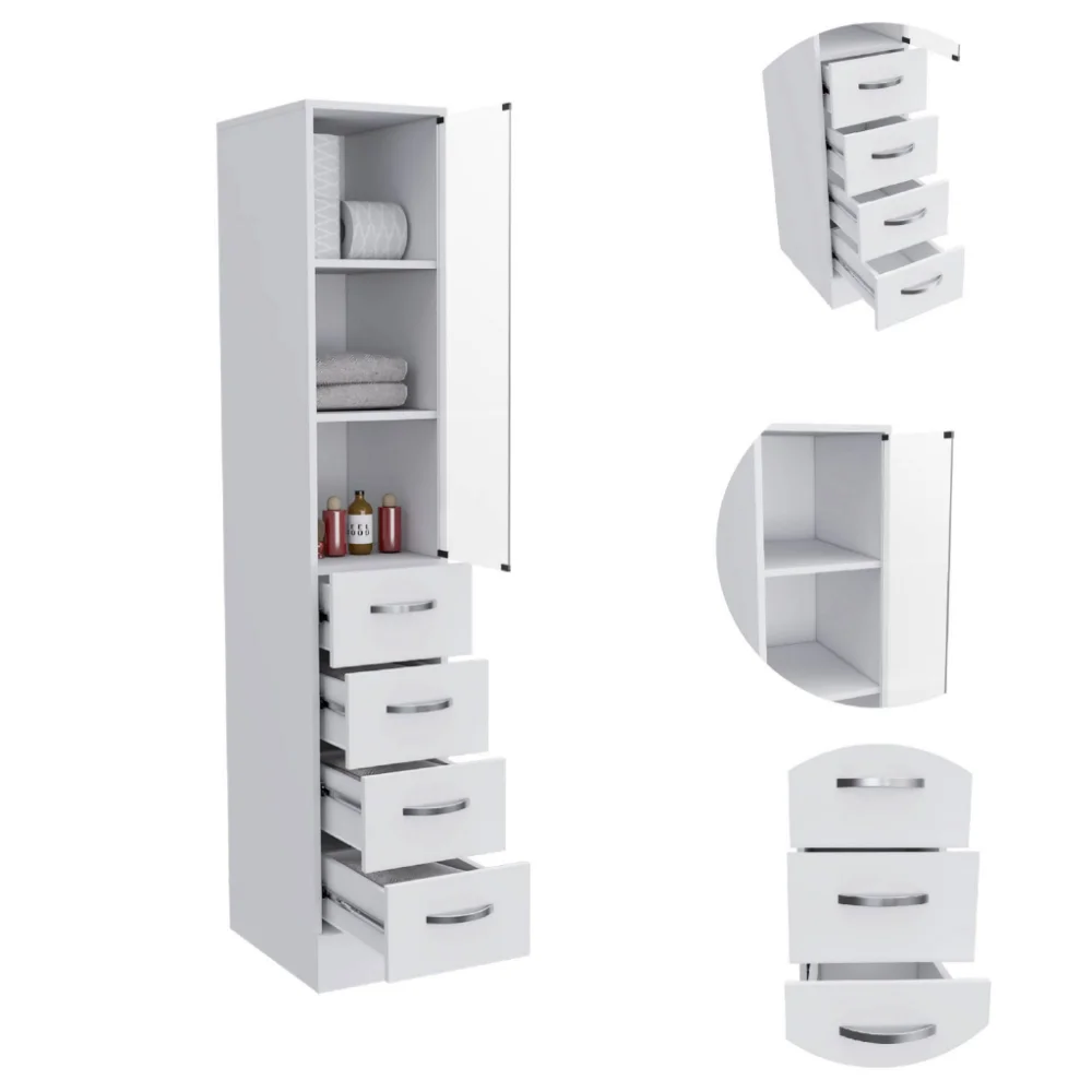 

Linen Cabinet Artic Three Shelves Single Door White Finish
