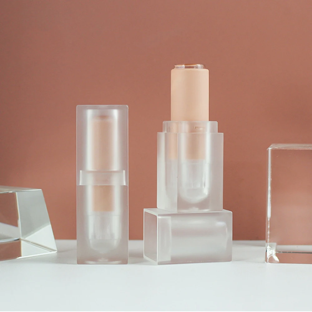 

INS Pink Acrylic Crystal Frosted Matte Refillable Containers Square Lipstick Tube Empty Lipstick Bottles Lip Balm Tube