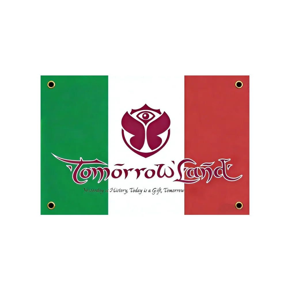 

TomorrowLand Italy Flag 2x3ft 3x5ft - Green White Red Stripes Polyester Banner with Brass Grommets for EDM Festival Decor