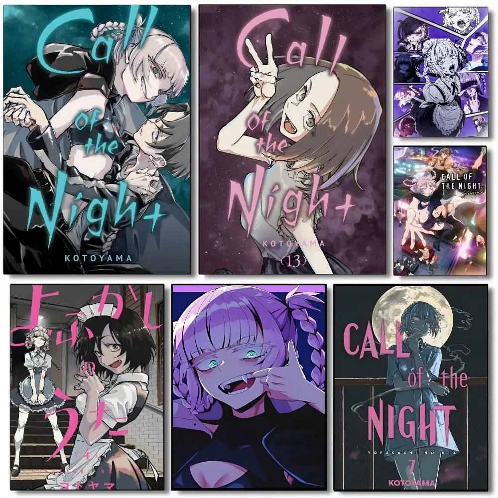 Call of the Night Anime Urban Vampire Poster Self-adhesive Advanced Aesthetic Printing Paper Wall Art for Living Room Home Decor