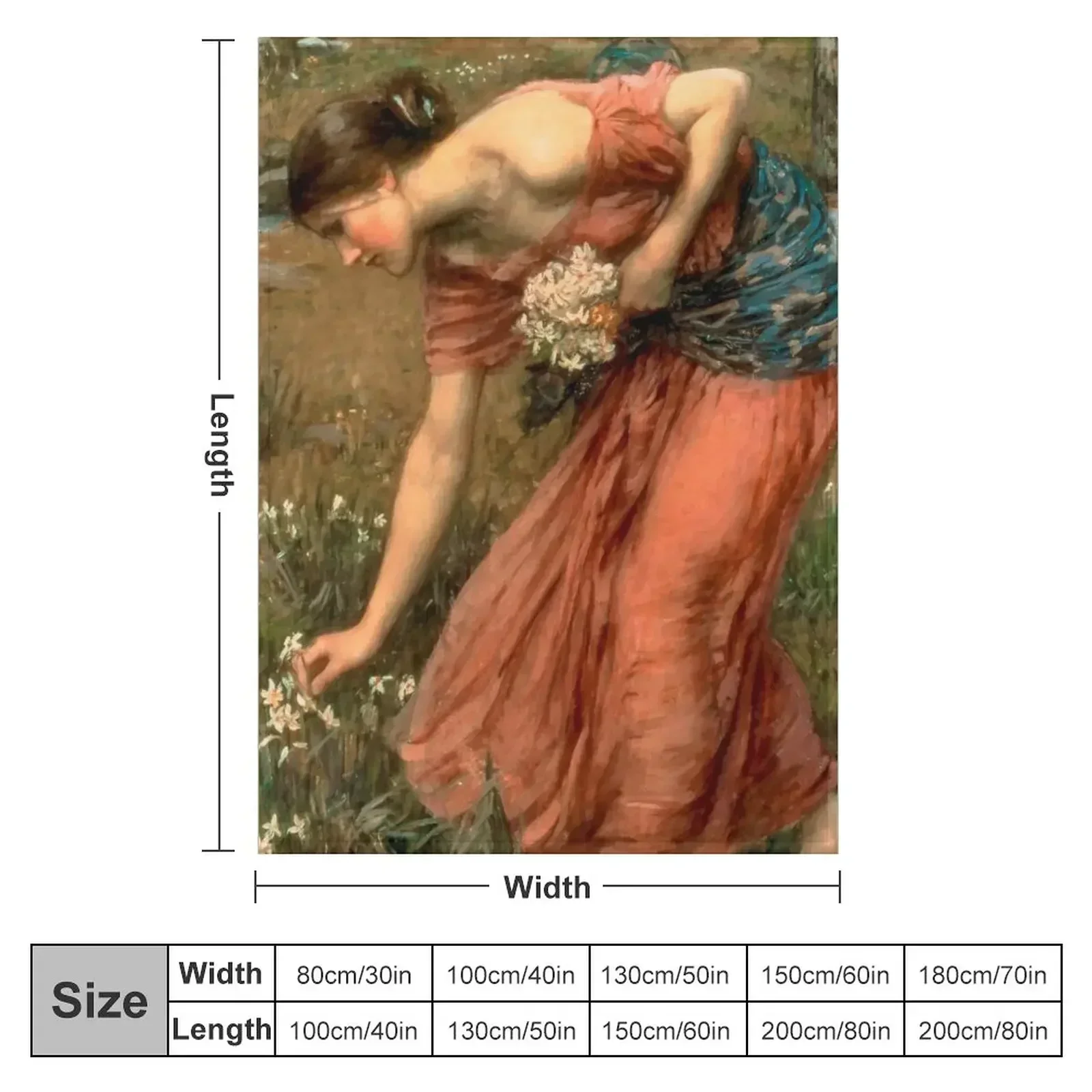 Narcissus by John William Waterhouse Throw Blanket Giant Sofa cosplay anime Softest Sofas Blankets