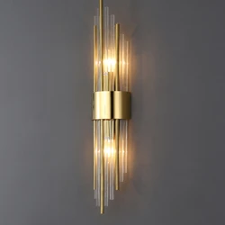 Postmodern Light Luxury Crystal Wall Lights Copper Lighting Fixture Bedroom Bedside Lamp Living Room Background Wall Aisle Lamp