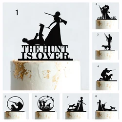Hunting Style Funny Wedding Cake Topper Acrylic Wood Hunter With Dog Birthday Anniersary Engagement Decoration