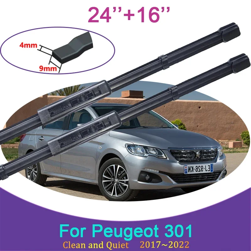 

Car Front Windows Wiper Blades Fit For Peugeot 301 2017 2018 2019 2020 2021 2022 Windscreen Windshield Car Stickers Accessories
