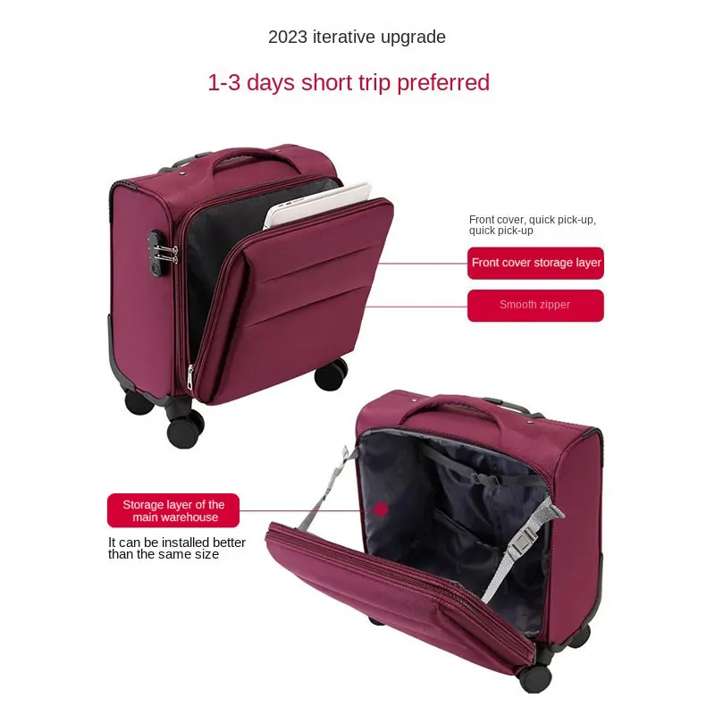 Suitcase Small Business Trolley Case Front Laptop Bag Universal Wheel Luggage Travel Bags Rolling Handbag Woman Boarding Box Men