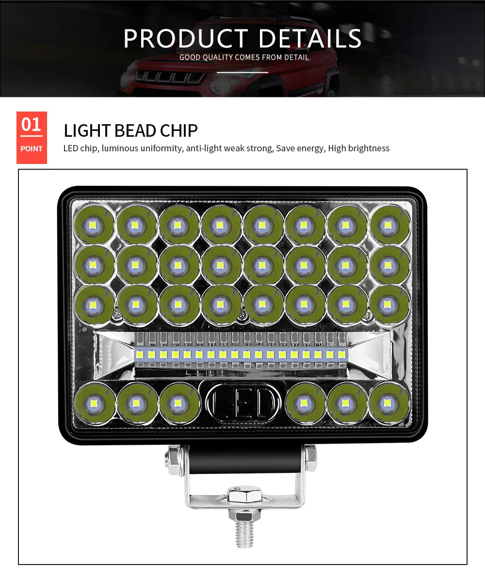 2 Stück 4 Zoll 5 Zoll LED-Lichtleiste Offroad Spot Flood 6 Zoll LED-Arbeitslicht für LKW, Auto, Boot, Traktor, 4 x 4 ATV-Scheinwerfer, 12 V, 24 V – Detail 2