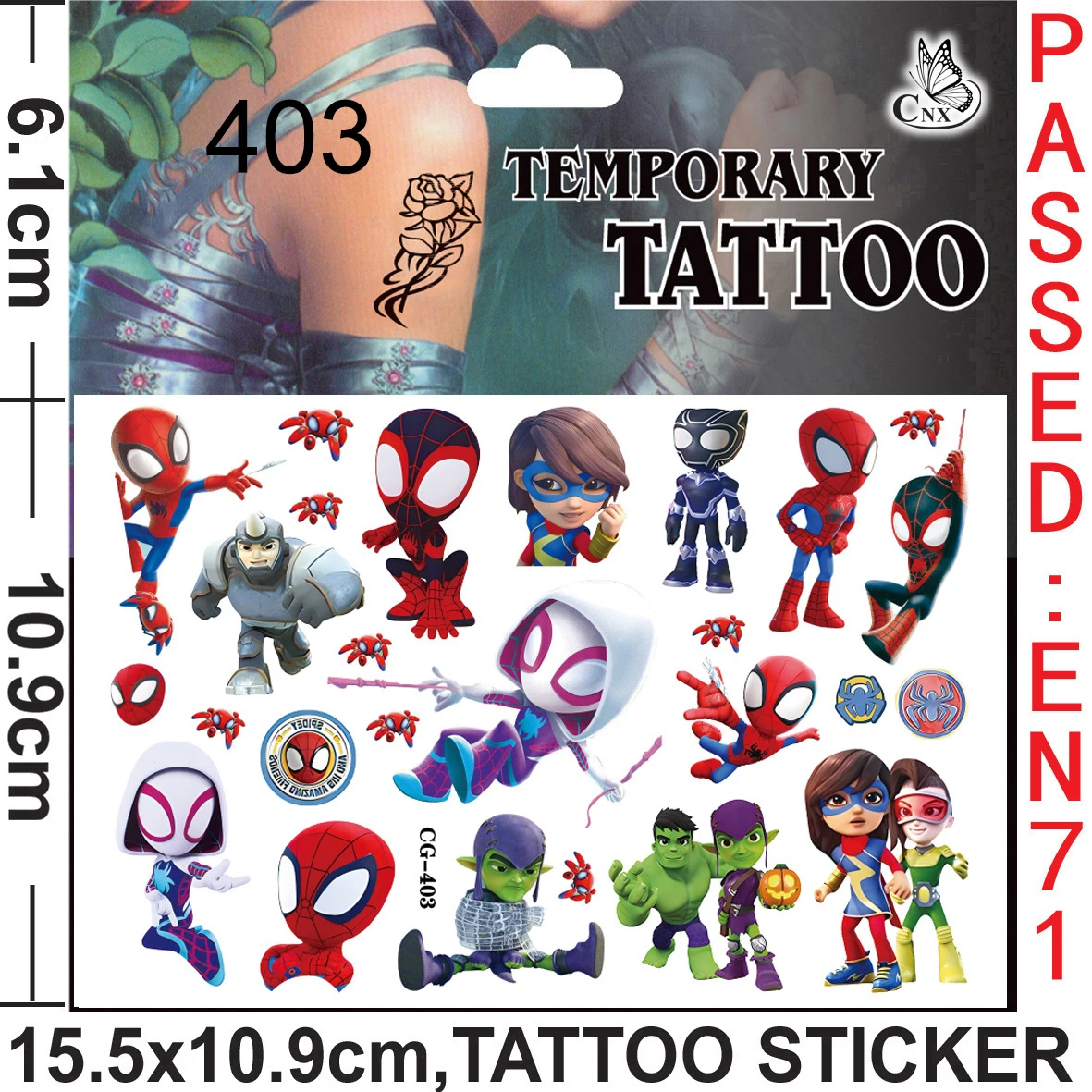 سبايدي وأصدقائه المذهلين ملصقات الوشم سبايدرمان موضوع حفلة عيد ميلاد تفضل جودي حقيبة الحشو DIY عصا ديكور المنزل