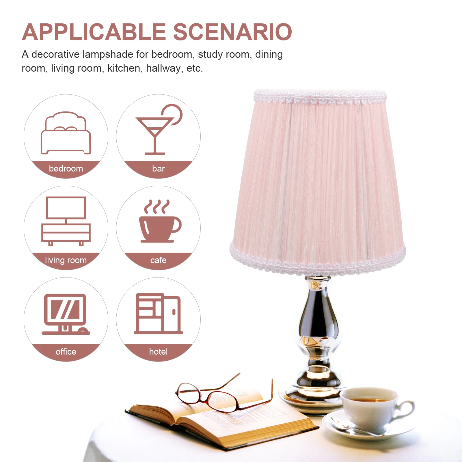 

Pink Lampshade 12x17x16 Fabric Covers Table Lamps Bedside Decor Cloth Metal Soften Lights Gentle Effect