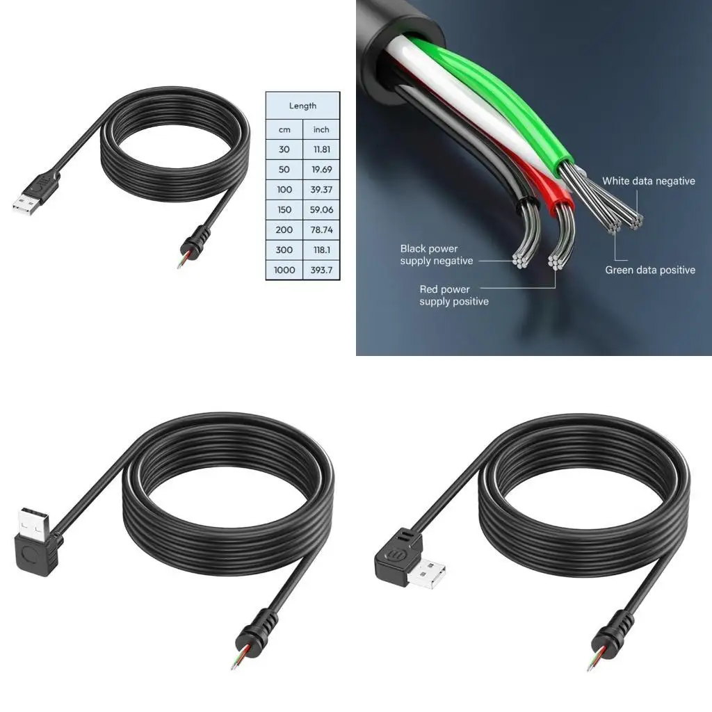 R53C USB 2.0 Male Plugtail Open Power Cable 4pin Fios baratos para equipamento USB