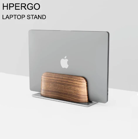 HPERGO Adjustable Unique Vertical Desktop Stand Walmut Tablet Laptop Stand Storage Rack Accessories