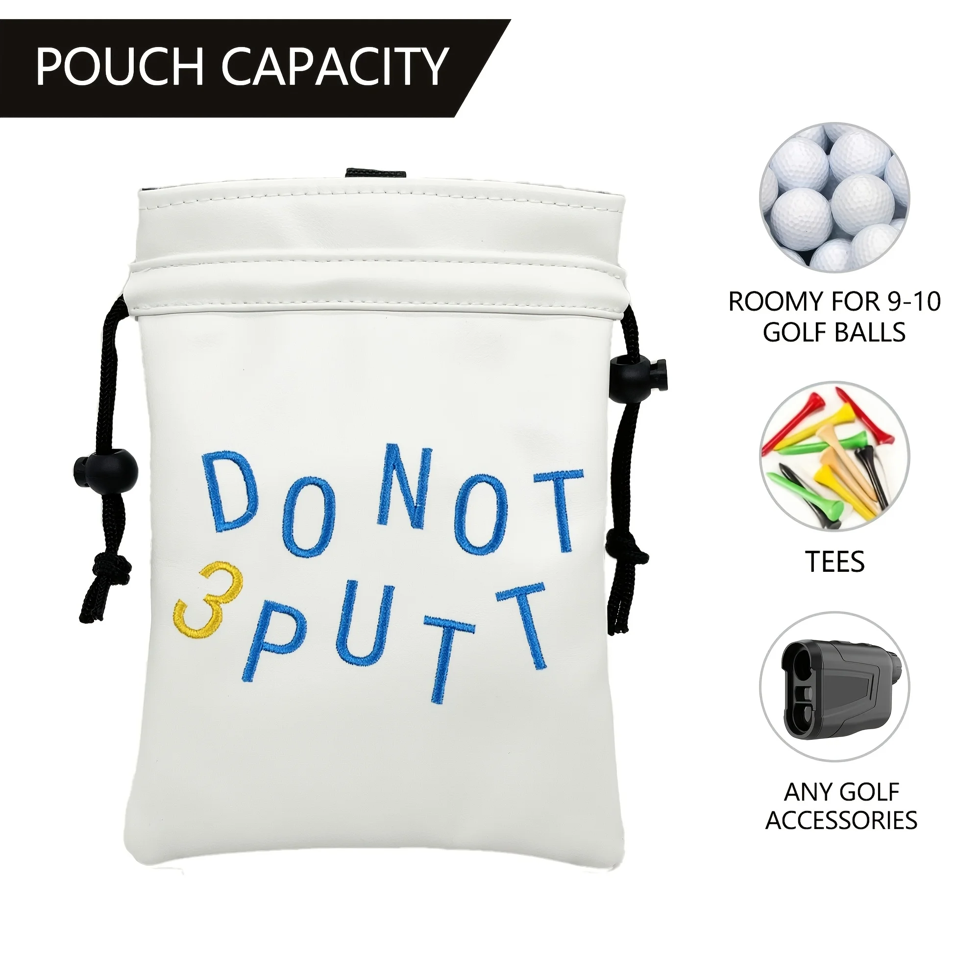1pc Golf Ball Bag, PU Material - Embroidery Bag review and price