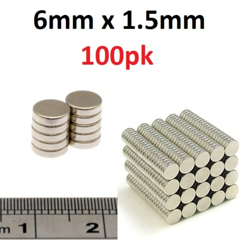 100pc Strong 6mm X 1.5mm DIY Disc Magnet Warhammer Fridge Craft Jewellery