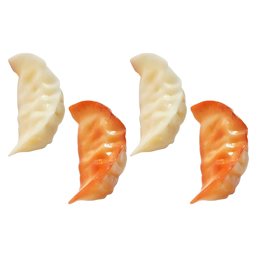 4 Pcs Food Simulation Dumpling Model Fake Decoration Artificial Adornment Fried Dumplings Decorative