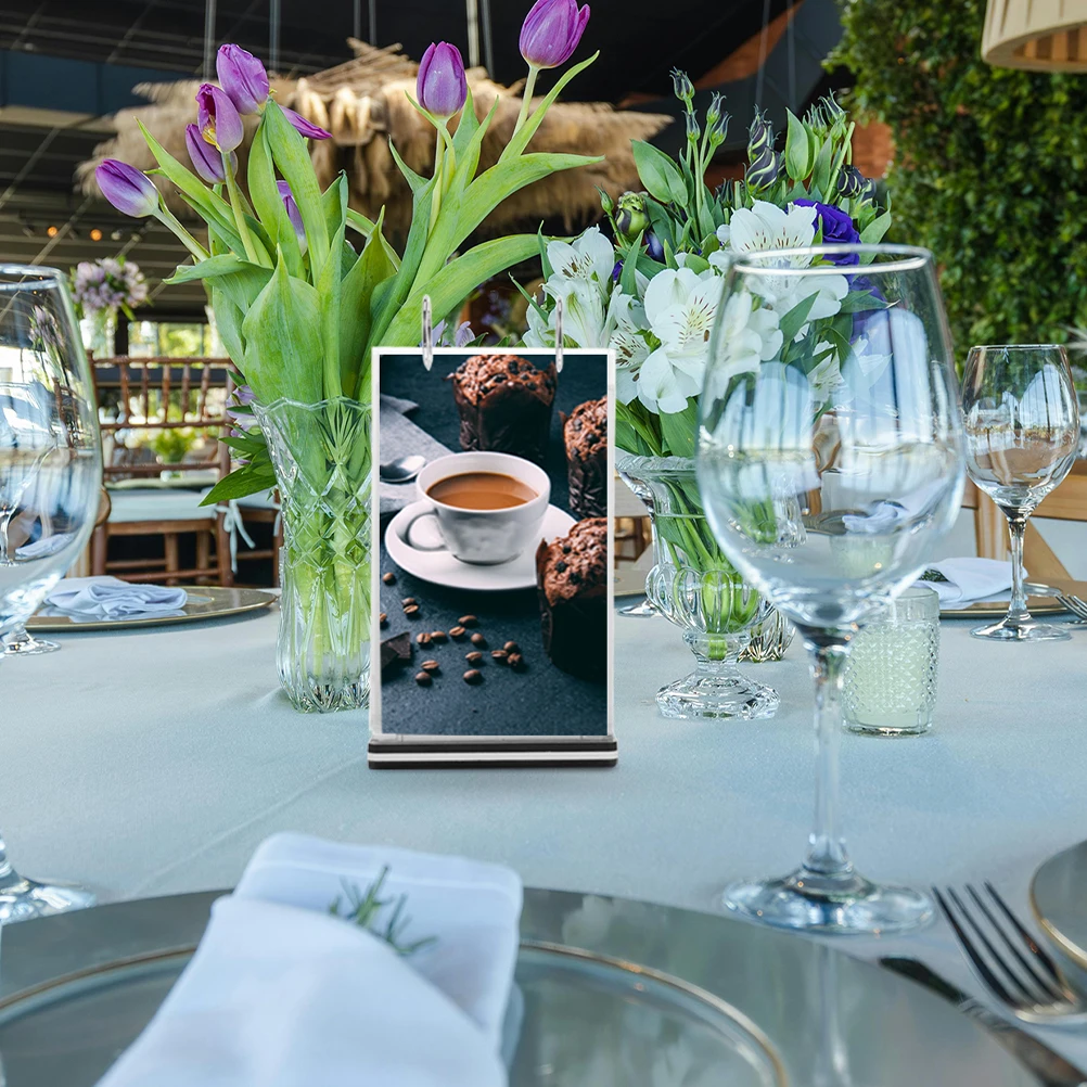 2pcs Acrylic Menu Display Holder Flip Page Cover Poster Frame Advertisement Table Sign For Bar Cafe Restaurant Organizer