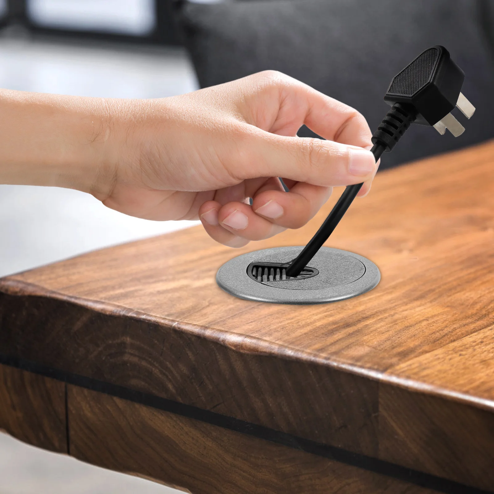 

6Pcs Round Cable Hole Cover Desk Wire Hole Organizer Zinc Alloy Cord Grommet for Office Home Desktop Desk Wire Tidy