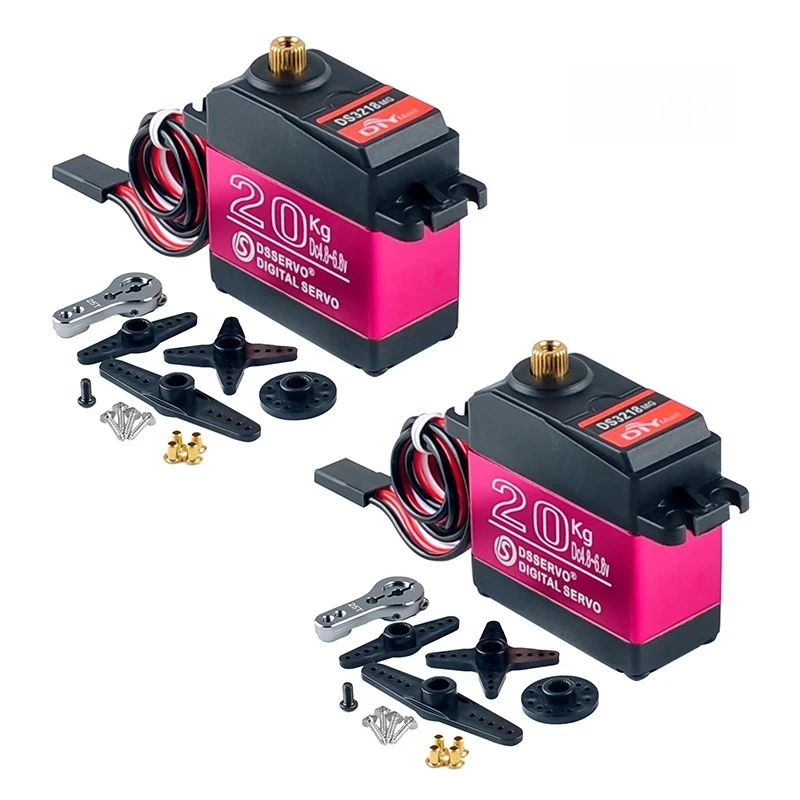 

Digital RC Servo 20KG 25T Arm 180/270 Degree High Speed Waterproof IP66 Copper Gear Motor for 1/8 1/10 RC Cars DIY Dsservo Toys