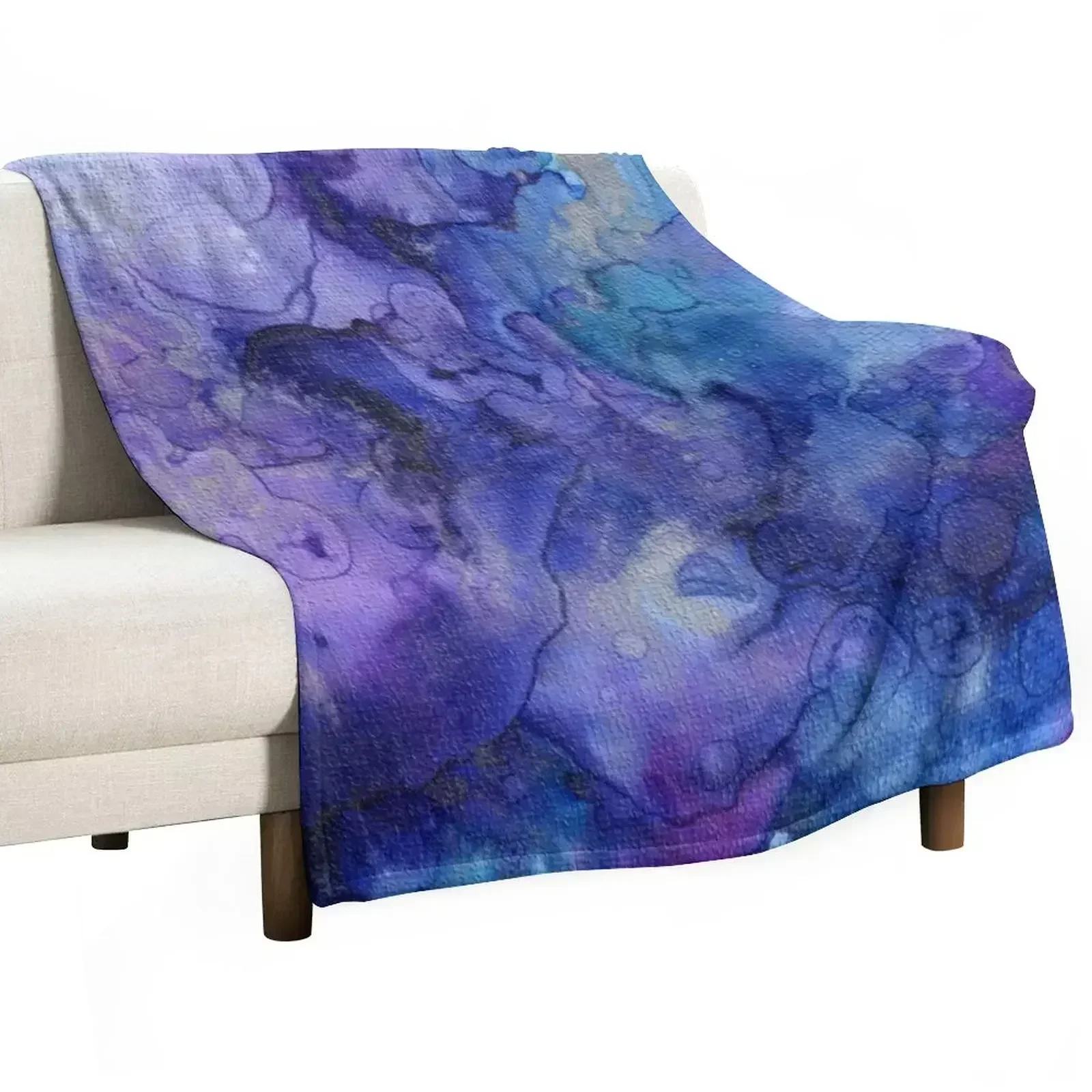 

Purple and turquoise blue textured watercolor Throw Blanket Multi-Purpose Soft For Decorative Sofa Blankets