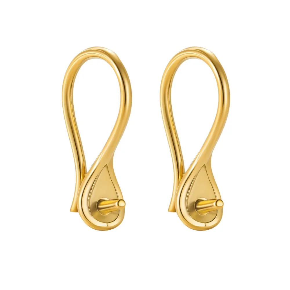 4Pcs Stainless Steel 18K Gold Plated French Earring Hooks with Pearl Pendant Mounting Brass DIY Earrings Jewelry Making Supplies