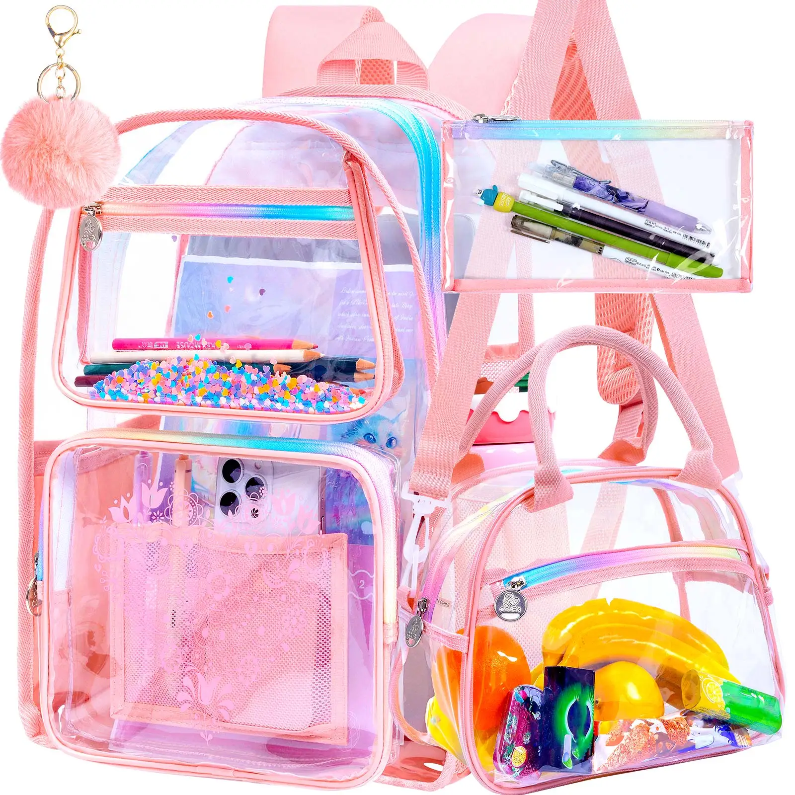 3pcs-17in-clear-girls-backpack-set-pink-transparent-pvc-school-bag-with-vintage-heart-print-handbag-pencil-case