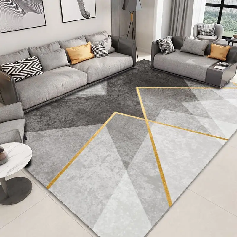 VIKAMA Light Luxury Crystal Pile Carpet Geometric Rugs Living Room Sofa Rugs Coffee Table Bedroom Full Bedside Floor Mats Home