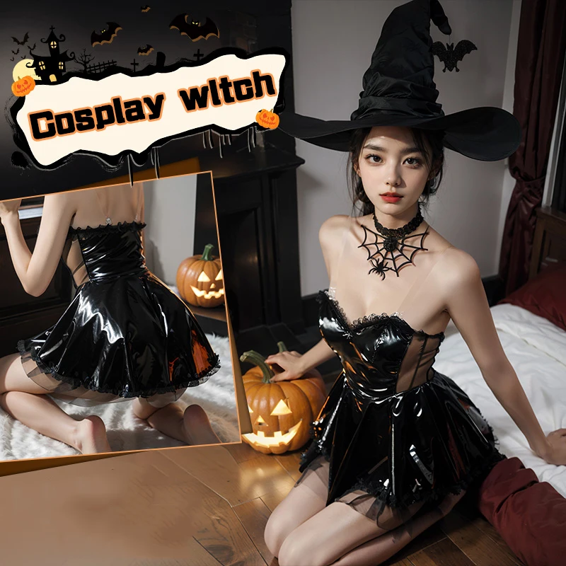 Halloween Kostuums Cosplay Donkere Heks Mouwloze Kerst Kostuums Demon Spel Jurk Vampier Sexy Lingerie Uniform