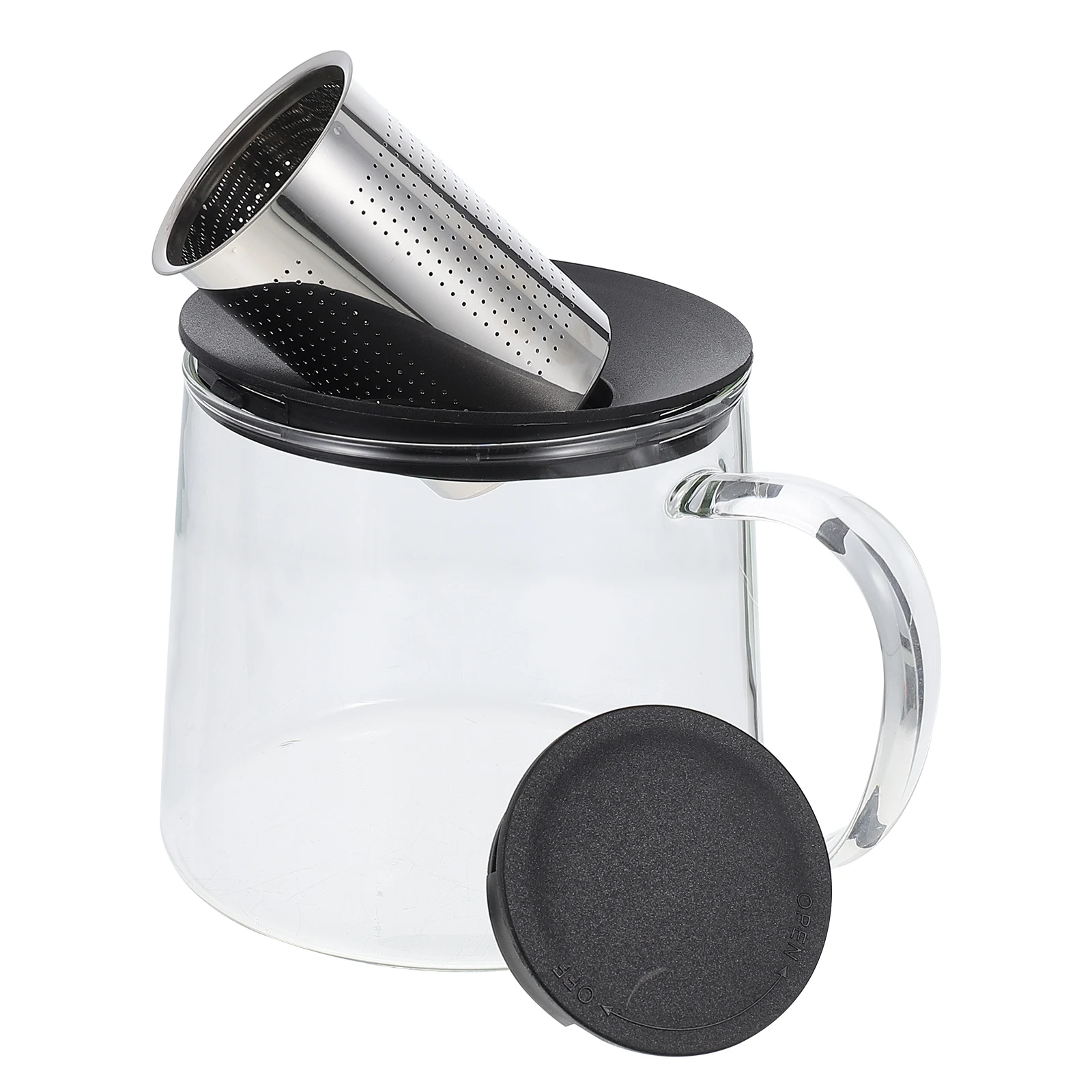 

Glass Tea Pot Straight Fire Household Teaware Removable Infuser Easy Clean for Home Office Cafe Tea Kettle with Infuser