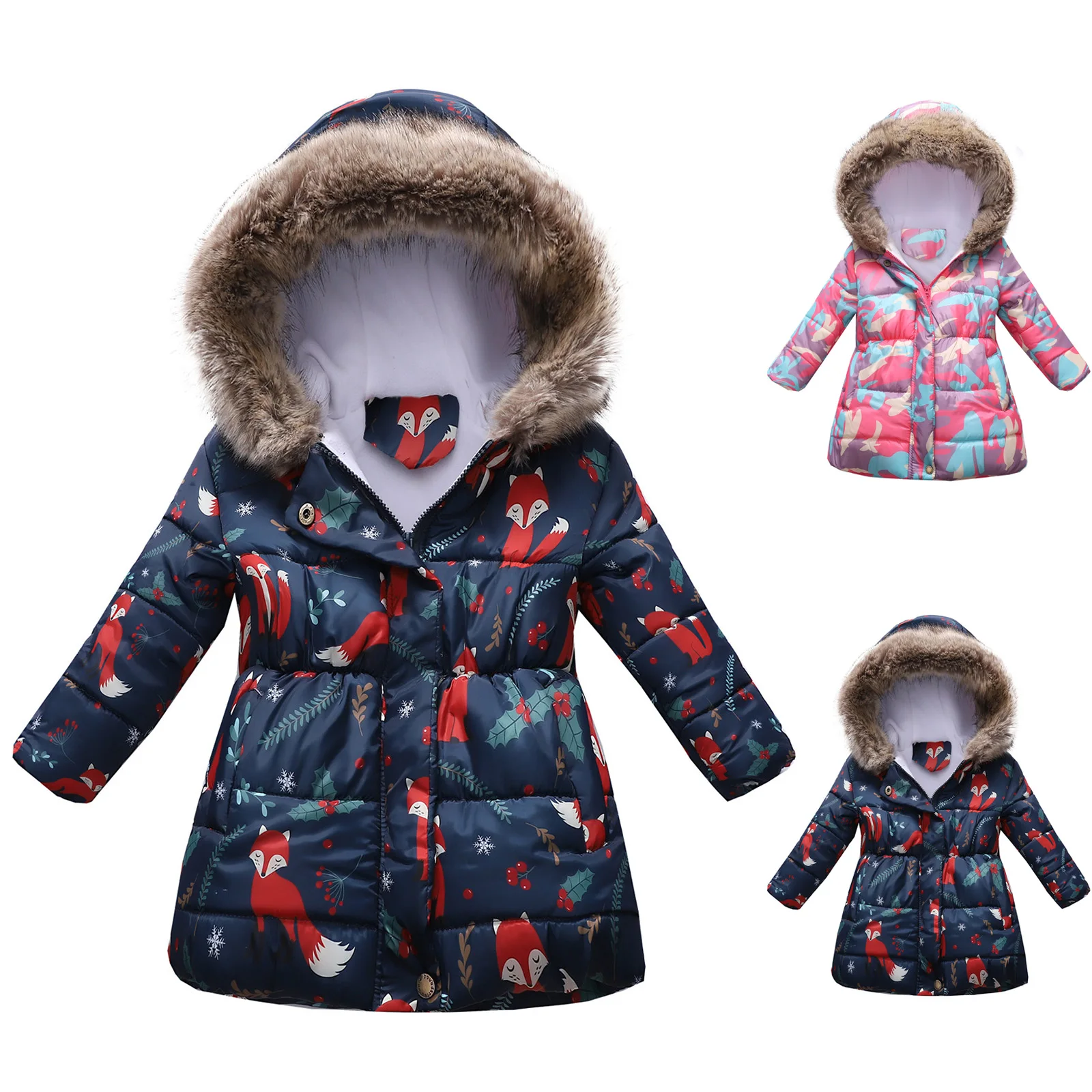 

Little Girl Coat Size 5 Girls Hooded Jacket Comfortable Soft Fleece Lined Warm And Stylish With Floral Girl Winter Coats Long