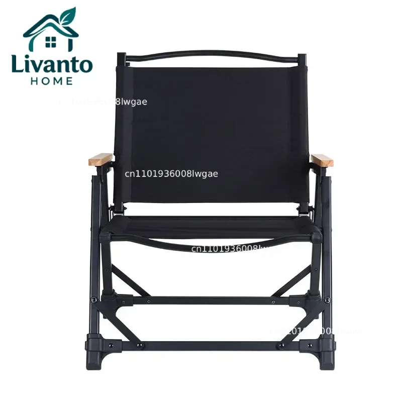 

New Detachable Kermit Chair Convenient Aluminum Widened Camping Folding Chair Outdoor Picnic Sea Fishing Chair with Wood Armrest