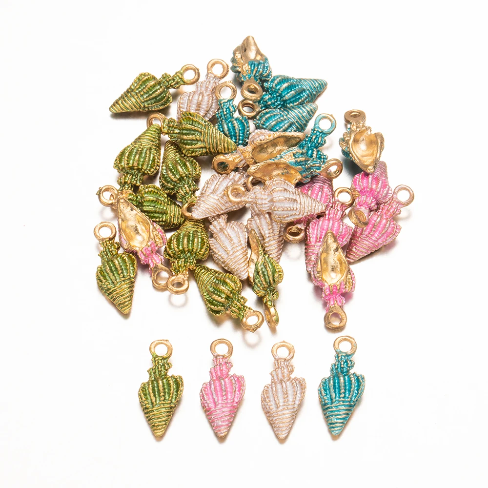 Colgantes de concha de mar y mar, accesorios para fabricación de joyas artesanales, llavero, pulsera, collar, Concha, mar, lindo, lote de 10 unidades