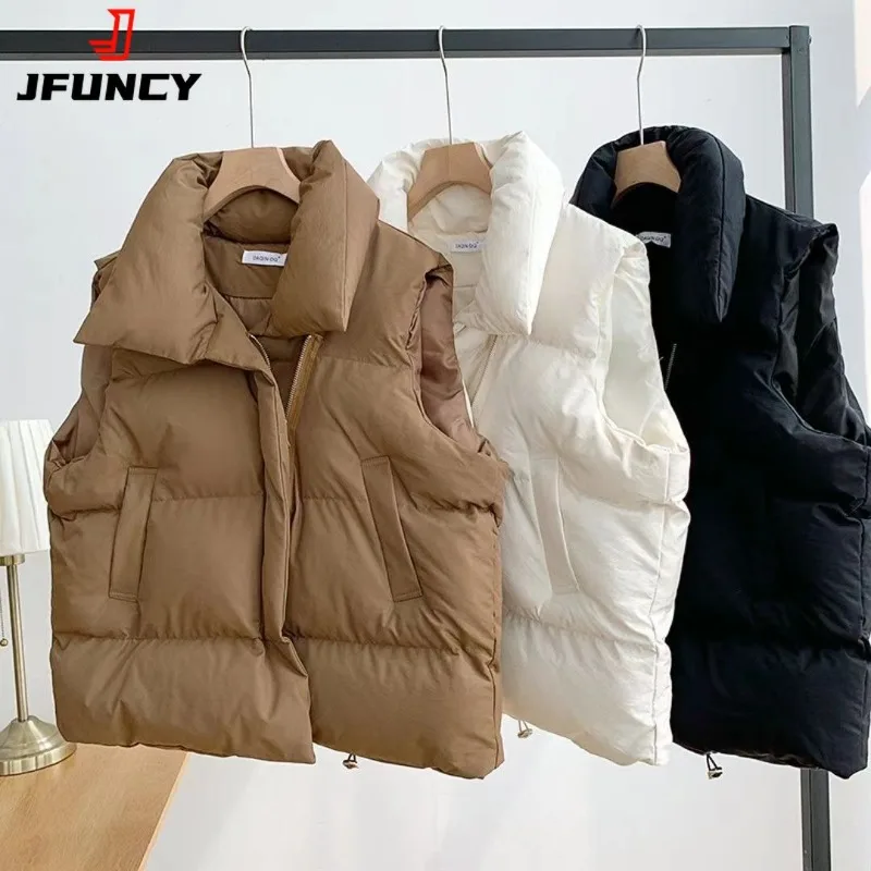 JFUNCY rompi tanpa lengan 2023 wanita rompi jaket musim dingin wanita mantel hangat wanita baru rompi wanita