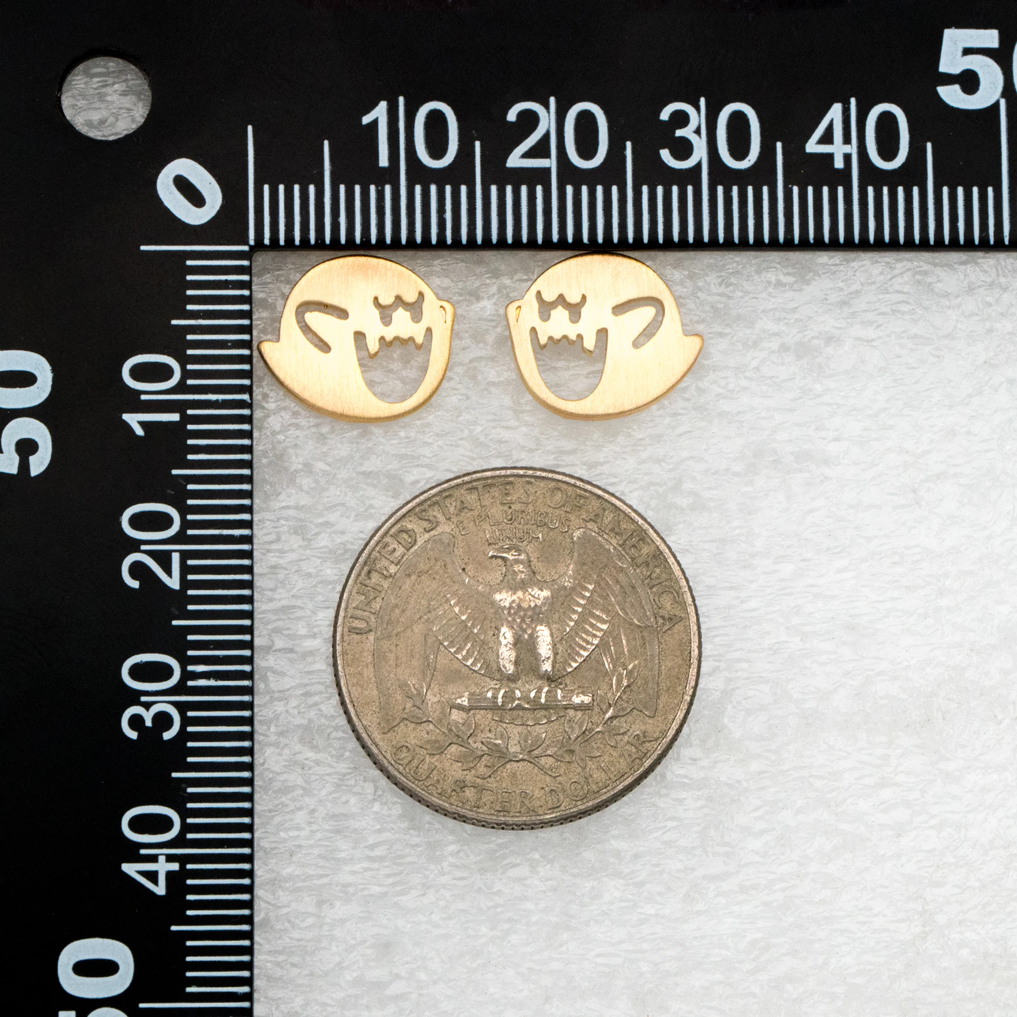 10pcs Gold Ghost Earrings 11x13mm, Gold Plated Brass Minimalist Stud Earrings (GB-4098)