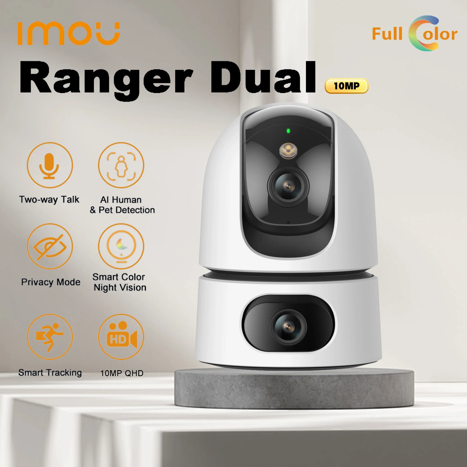 IMOU WIFI Ranger Dual 10MP IP 5 + 5 cámara interior Monitor de bebé detección humana Color inteligente visión nocturna cámara de vigilancia de seguridad