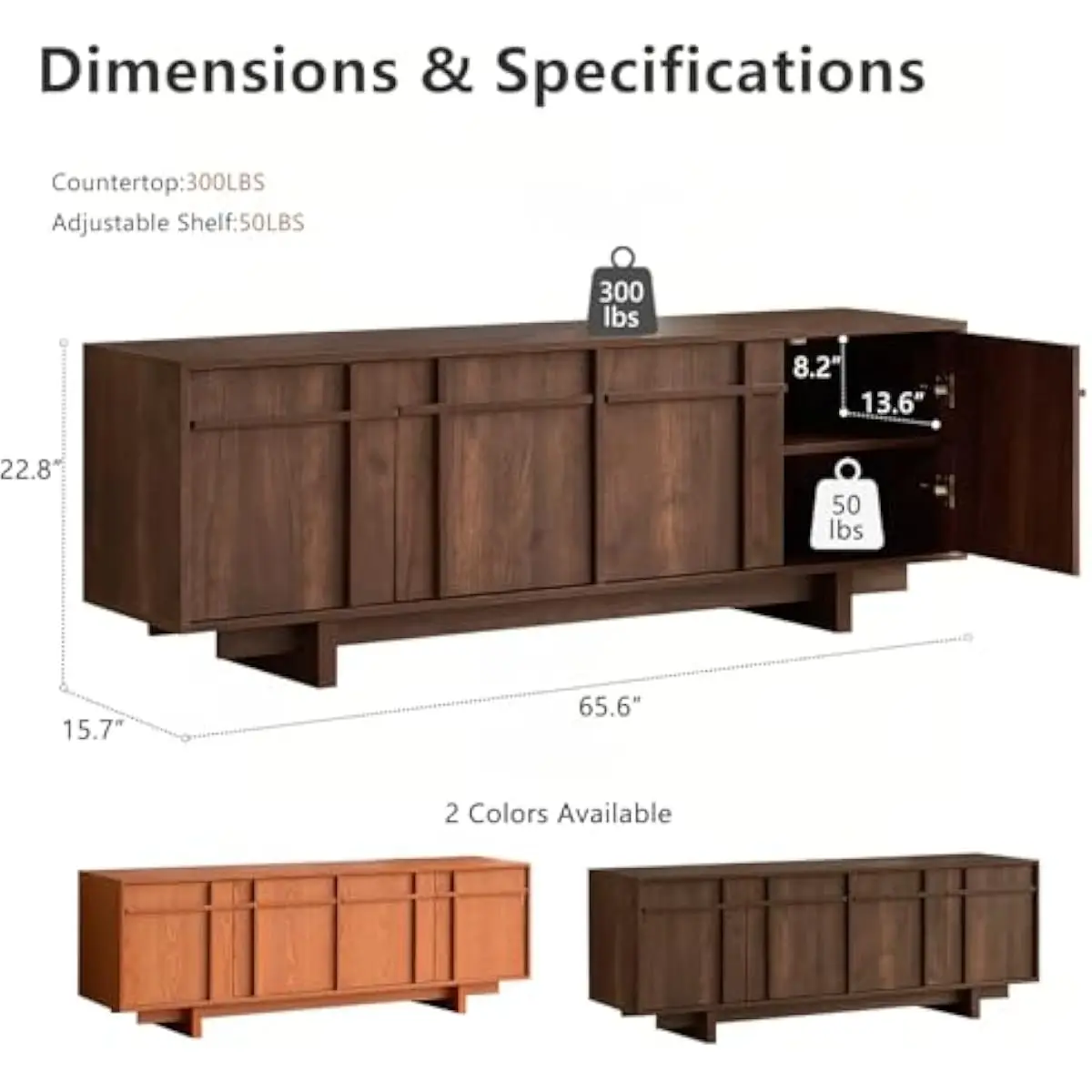 65.6 inch walnut-finished mid century tv console with sleek open-frame silhouette crossbar base spacious concealed cabinets cabl