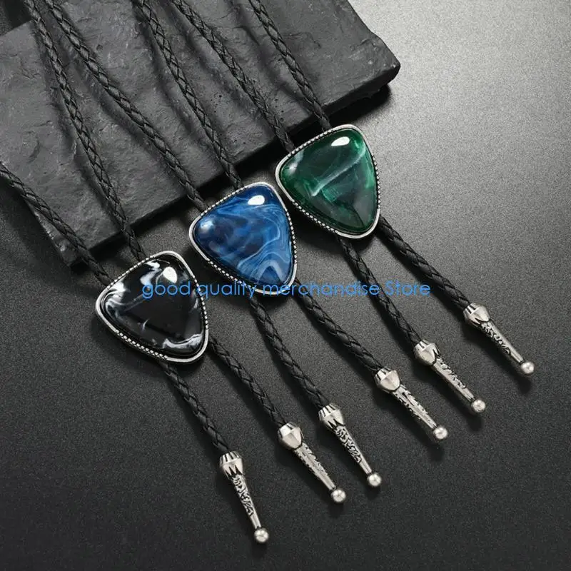 Y5JD ربطة عنق من الجلد الغربي بحجر مثلث من الجلد للعمل أو الحفلات #3