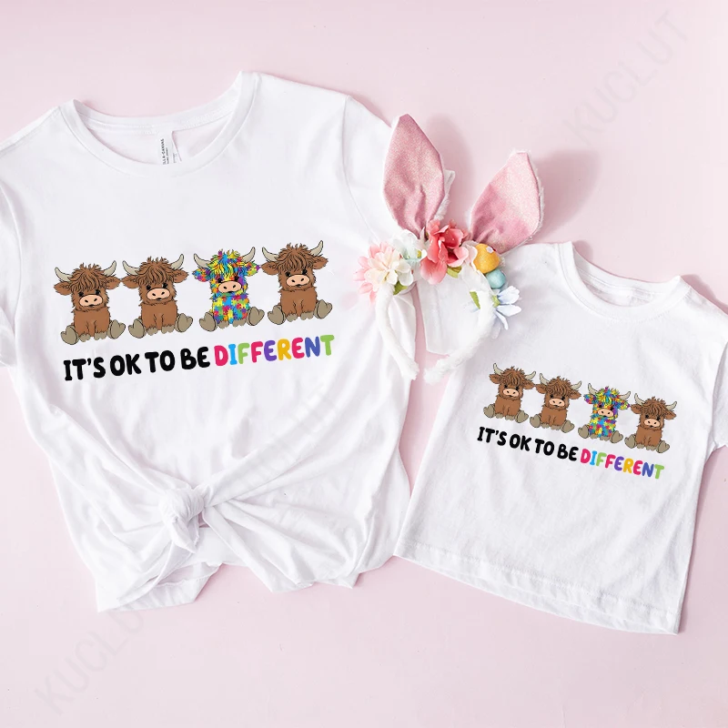 It's Ok To Be Different Shirt Autism Awareness T-shirts Different Cow T-Shirt Motivational Positivity Vibe Adults Kids T-shirts