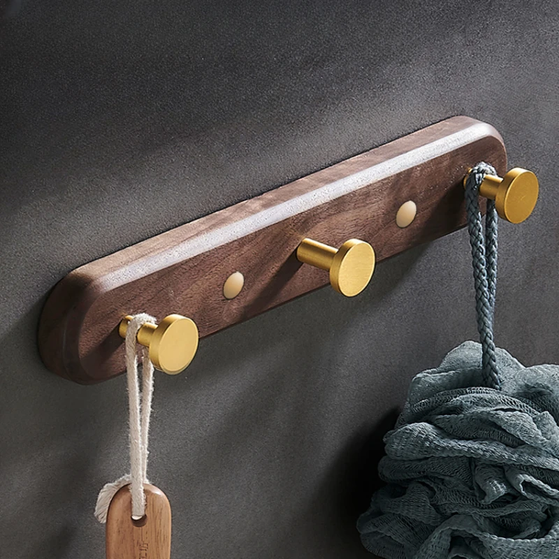 

Solid Wood Clothes Hook Hook Behind The Door Living Room Decoration Bathroom Accessories Towel Storage Punching Installation