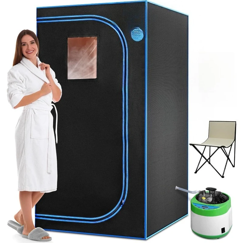 

Портативный ящик для сауны для дома, палатка для паровой сауны с очень большой пароваркой емкостью 4 л — в комплект входит складное кресло для сауны, дистанционное управление